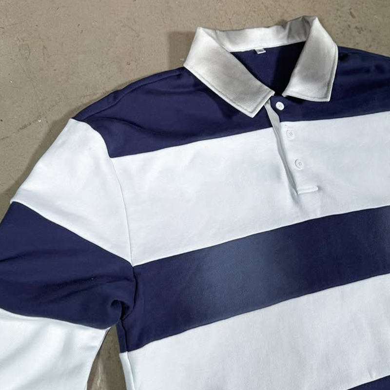 Rugby Polo Shirt Custom Embroidery Striped men striped t-shirt